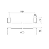 Caroma Enigma Single Towel Rail 600mm