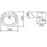 Caroma Concorde 500 Semi Recessed Basin 3TH