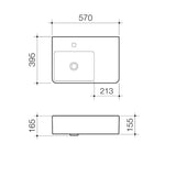 Caroma Cube Extension Wall Basin 3TH Right Hand Shelf