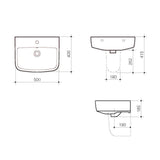 Caroma Urbane 500 Wall Basin 1TH