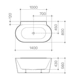 Clark Round Back to Wall Freestanding Bath 1400mm